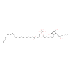 ChemSpider 2D Image | (2R)-1-[(13Z,16Z)-13,16-Docosadienoyloxy]-3-(phosphonooxy)-2-propanyl (5E,9alpha,11alpha,13E,15S)-9,11,15-trihydroxyprosta-5,13-dien-1-oate | C45H79O11P