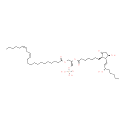 ChemSpider 2D Image | (2R)-1-[(13Z,16Z)-13,16-Docosadienoyloxy]-3-(phosphonooxy)-2-propanyl (11alpha,13E,15S)-11,15-dihydroxy-9-oxoprost-13-en-1-oate | C45H79O11P