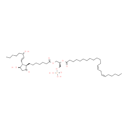 ChemSpider 2D Image | (2R)-2-[(13Z,16Z)-13,16-Docosadienoyloxy]-3-(phosphonooxy)propyl (11alpha,13E,15S)-11,15-dihydroxy-9-oxoprost-13-en-1-oate | C45H79O11P