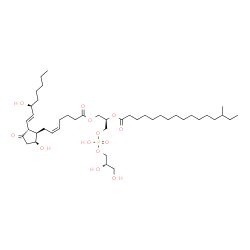 ChemSpider 2D Image | (2R)-3-({[(2S)-2,3-Dihydroxypropoxy](hydroxy)phosphoryl}oxy)-2-[(14-methylhexadecanoyl)oxy]propyl (5Z,9alpha,13E,15S)-9,15-dihydroxy-11-oxoprosta-5,13-dien-1-oate | C43H77O13P