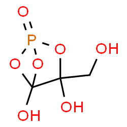 ChemSpider 2D Image | 3-(Hydroxymethyl)-2,5,6-trioxa-1-phosphabicyclo[2.1.1]hexane-3,4-diol 1-oxide | C3H5O7P