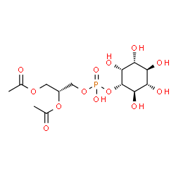 ChemSpider 2D Image | (2R)-3-[(Hydroxy{[(1S,2R,3R,4S,5S,6R)-2,3,4,5,6-pentahydroxycyclohexyl]oxy}phosphoryl)oxy]-1,2-propanediyl diacetate | C13H23O13P