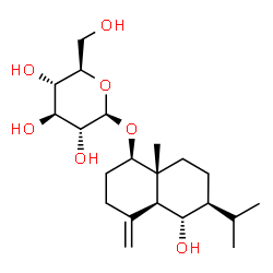 ChemSpider 2D Image | (1R,4aS,5S,6S,8aR)-5-Hydroxy-6-isopropyl-8a-methyl-4-methylenedecahydro-1-naphthalenyl beta-D-glucopyranoside | C21H36O7