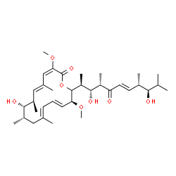 ChemSpider 2D Image | (3E,5E,7R,8S,9S,11E,13E,15S)-16-[(2S,3R,4S,6E,8S,9R)-3,9-Dihydroxy-4,8,10-trimethyl-5-oxo-6-undecen-2-yl]-8-hydroxy-3,15-dimethoxy-5,7,9,11-tetramethyloxacyclohexadeca-3,5,11,13-tetraen-2-one | C35H56O8