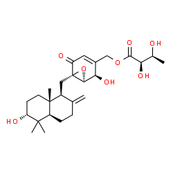 ChemSpider 2D Image | [(1S,2R,6S)-2-Hydroxy-6-{[(1S,4aR,6R,8aR)-6-hydroxy-5,5,8a-trimethyl-2-methylenedecahydro-1-naphthalenyl]methyl}-5-oxo-7-oxabicyclo[4.1.0]hept-3-en-3-yl]methyl (2R,3S)-2,3-dihydroxybutanoate | C26H38O8
