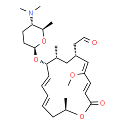 ChemSpider 2D Image | [(3E,5Z,7R,9R,10R,11E,13E,16R)-10-{[(2R,5S,6R)-5-(Dimethylamino)-6-methyltetrahydro-2H-pyran-2-yl]oxy}-5-methoxy-9,16-dimethyl-2-oxooxacyclohexadeca-3,5,11,13-tetraen-7-yl]acetaldehyde | C28H43NO6