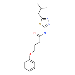 ChemSpider 2D Image | N-(5-Isobutyl-1,3,4-thiadiazol-2-yl)-4-phenoxybutanamide | C16H21N3O2S