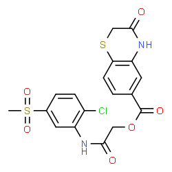 ChemSpider 2D Image | 2-{[2-Chloro-5-(methylsulfonyl)phenyl]amino}-2-oxoethyl 3-oxo-3,4-dihydro-2H-1,4-benzothiazine-6-carboxylate | C18H15ClN2O6S2