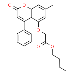 ChemSpider 2D Image | Butyl [(7-methyl-2-oxo-4-phenyl-2H-chromen-5-yl)oxy]acetate | C22H22O5