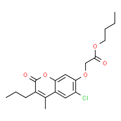 ChemSpider 2D Image | Butyl [(6-chloro-4-methyl-2-oxo-3-propyl-2H-chromen-7-yl)oxy]acetate | C19H23ClO5