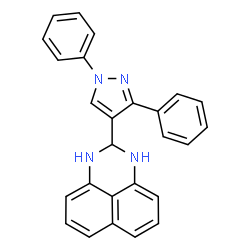 ChemSpider 2D Image | 2-(1,3-Diphenyl-1H-pyrazol-4-yl)-2,3-dihydro-1H-perimidine | C26H20N4