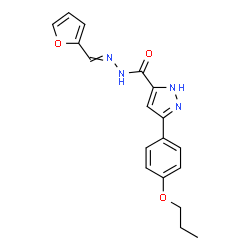 ChemSpider 2D Image | N'-(2-Furylmethylene)-3-(4-propoxyphenyl)-1H-pyrazole-5-carbohydrazide | C18H18N4O3