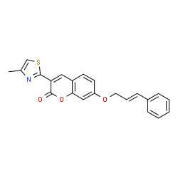 ChemSpider 2D Image | 3-(4-Methyl-1,3-thiazol-2-yl)-7-{[(2E)-3-phenyl-2-propen-1-yl]oxy}-2H-chromen-2-one | C22H17NO3S