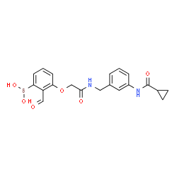 ChemSpider 2D Image | {3-[2-({3-[(Cyclopropylcarbonyl)amino]benzyl}amino)-2-oxoethoxy]-2-formylphenyl}boronic acid | C20H21BN2O6