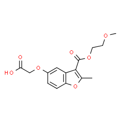 ChemSpider 2D Image | ({3-[(2-Methoxyethoxy)carbonyl]-2-methyl-1-benzofuran-5-yl}oxy)acetic acid | C15H16O7