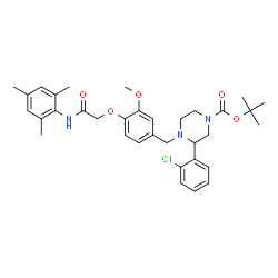 ChemSpider 2D Image | 2-Methyl-2-propanyl 3-(2-chlorophenyl)-4-{4-[2-(mesitylamino)-2-oxoethoxy]-3-methoxybenzyl}-1-piperazinecarboxylate | C34H42ClN3O5