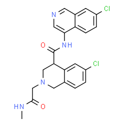 ChemSpider 2D Image | 6-Chloro-N-(7-chloro-4-isoquinolinyl)-2-[2-(methylamino)-2-oxoethyl]-1,2,3,4-tetrahydro-4-isoquinolinecarboxamide | C22H20Cl2N4O2