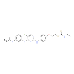 ChemSpider 2D Image | 2-{4-[(4-{[3-(Acryloylamino)phenyl]amino}-5-fluoro-2-pyrimidinyl)amino]phenoxy}ethyl ethylcarbamodithioate | C24H25FN6O2S2