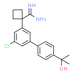ChemSpider 2D Image | 1-[5-Chloro-4'-(2-hydroxy-2-propanyl)-3-biphenylyl]cyclobutanecarboximidamide | C20H23ClN2O