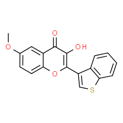 ChemSpider 2D Image | 2-(1-Benzothiophen-3-yl)-3-hydroxy-6-methoxy-4H-chromen-4-one | C18H12O4S