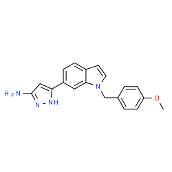 ChemSpider 2D Image | 5-[1-(4-Methoxybenzyl)-1H-indol-6-yl]-1H-pyrazol-3-amine | C19H18N4O