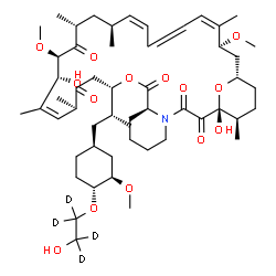 ChemSpider 2D Image | (1R,9S,12S,15R,16Z,18R,19R,21R,23S,24Z,28Z,30S,32S,35R)-1,18-Dihydroxy-12-{(2R)-1-[(1S,3R,4R)-4-{[2-hydroxy(~2~H_4_)ethyl]oxy}-3-methoxycyclohexyl]-2-propanyl}-19,30-dimethoxy-15,17,21,23,29,35-hexame
thyl-11,36-dioxa-4-azatricyclo[30.3.1.0~4,9~]hexatriaconta-16,24,26,28-tetraene-2,3,10,14,20-pentone | C53H79D4NO14