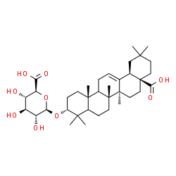 ChemSpider 2D Image | (3alpha,5xi,9xi,18alpha)-28-Hydroxy-28-oxoolean-12-en-3-yl beta-D-glucopyranosiduronic acid | C36H56O9