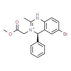ChemSpider 2D Image | (4R)-6-Bromo-3-(2-methoxy-2-oxoethyl)-2-methyl-4-phenyl-1,4-dihydroquinazolin-3-ium | C18H18BrN2O2