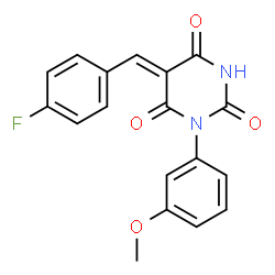ChemSpider 2D Image | (5Z)-5-(4-Fluorobenzylidene)-1-(3-methoxyphenyl)-2,4,6(1H,3H,5H)-pyrimidinetrione | C18H13FN2O4