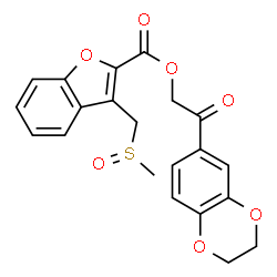 ChemSpider 2D Image | 2-(2,3-Dihydro-1,4-benzodioxin-6-yl)-2-oxoethyl 3-[(methylsulfinyl)methyl]-1-benzofuran-2-carboxylate | C21H18O7S