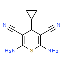 ChemSpider 2D Image | 2,6-Diamino-4-cyclopropyl-4H-thiopyran-3,5-dicarbonitrile | C10H10N4S
