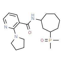 ChemSpider 2D Image | N-[3-(Dimethylphosphoryl)cycloheptyl]-2-(1-pyrrolidinyl)nicotinamide | C19H30N3O2P