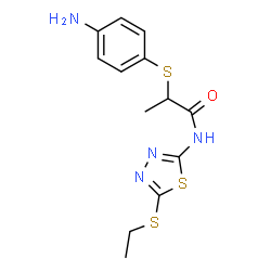 ChemSpider 2D Image | 2-[(4-Aminophenyl)sulfanyl]-N-[5-(ethylsulfanyl)-1,3,4-thiadiazol-2-yl]propanamide | C13H16N4OS3