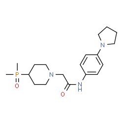 ChemSpider 2D Image | 2-[4-(Dimethylphosphoryl)-1-piperidinyl]-N-[4-(1-pyrrolidinyl)phenyl]acetamide | C19H30N3O2P