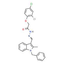 ChemSpider 2D Image | N'-[(1-Benzyl-2-methyl-1H-indol-3-yl)methylene]-2-(2,4-dichlorophenoxy)acetohydrazide | C25H21Cl2N3O2