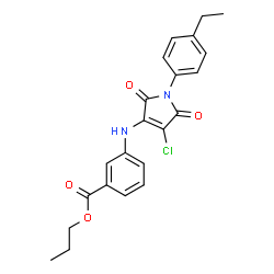 ChemSpider 2D Image | Propyl 3-{[4-chloro-1-(4-ethylphenyl)-2,5-dioxo-2,5-dihydro-1H-pyrrol-3-yl]amino}benzoate | C22H21ClN2O4