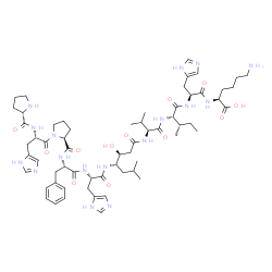 ChemSpider 2D Image | L-Prolyl-L-histidyl-L-prolyl-L-phenylalanyl-N-[(4S,5S,9S,12S,15S,18S)-22-amino-12-[(2S)-2-butanyl]-18-carboxy-5-hydroxy-15-(1H-imidazol-5-ylmethyl)-9-isopropyl-2-methyl-7,10,13,16-tetraoxo-8,11,14,17-
tetraazadocosan-4-yl]-L-histidinamide | C62H93N17O12