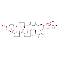 ChemSpider 2D Image | 1-C-[(1S,2R,5R,7R,8E,10E,12R,14S,16R,19R,20S,24R,27S,28S,29R,32R,33R,35S)-35-Carboxy-28-hydroxy-5,7,9,19,29-pentamethyl-18,31-dioxo-13,17,38,39,40,41,42,43-octaoxaoctacyclo[31.4.1.1~1,35~.1~2,5~.1~20,
24~.1~24,27~.1~29,32~.0~12,16~]tritetraconta-8,10-dien-14-yl]-3,4-dideoxy-3-methyl-beta-D-erythro-pentopyranose | C47H68O16