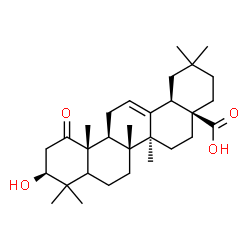ChemSpider 2D Image | (3beta,5xi,18alpha)-3-Hydroxy-1-oxoolean-12-en-28-oic acid | C30H46O4