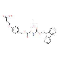 ChemSpider 2D Image | 3-{4-[({N-[(9H-Fluoren-9-ylmethoxy)carbonyl]-O-(2-methyl-2-propanyl)seryl}oxy)methyl]phenoxy}propanoic acid | C32H35NO8