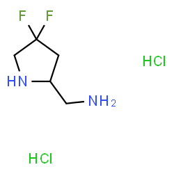 ChemSpider 2D Image | 1-(4,4-Difluoro-2-pyrrolidinyl)methanamine dihydrochloride | C5H12Cl2F2N2