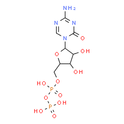 ChemSpider 2D Image | 4-Amino-1-{5-O-[hydroxy(phosphonooxy)phosphoryl]pentofuranosyl}-1,3,5-triazin-2(1H)-one | C8H14N4O11P2