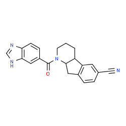 ChemSpider 2D Image | 1-(1H-Benzimidazol-6-ylcarbonyl)-2,3,4,4a,9,9a-hexahydro-1H-indeno[2,1-b]pyridine-6-carbonitrile | C21H18N4O