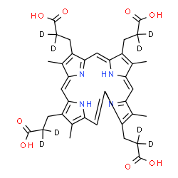 ChemSpider 2D Image | 3,3',3'',3'''-(3,8,13,17-Tetramethyl-2,7,12,18-porphyrintetrayl)tetra(2,2-~2~H_2_)propanoic acid | C36H30D8N4O8