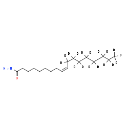 ChemSpider 2D Image | (9Z)-(11,11,12,12,13,13,14,14,15,15,16,16,17,17,18,18,18-~2~H_17_)-9-Octadecenamide | C18H18D17NO