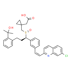ChemSpider 2D Image | {1-[({(1R)-1-{3-[(Z)-2-(7-Chloro-2-quinolinyl)vinyl]phenyl}-3-[2-(2-hydroxy-2-propanyl)phenyl]propyl}sulfinyl)methyl]cyclopropyl}acetic acid | C35H36ClNO4S