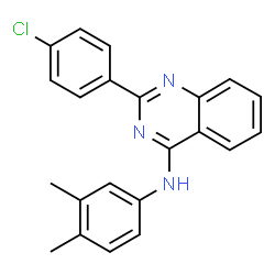 ChemSpider 2D Image | 2-(4-Chlorophenyl)-N-(3,4-dimethylphenyl)-4-quinazolinamine | C22H18ClN3