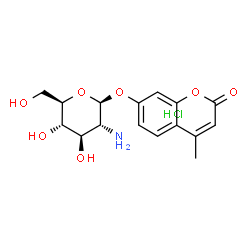 ChemSpider 2D Image | 4-Methyl-2-oxo-2H-chromen-7-yl 2-amino-2-deoxy-beta-D-glucopyranoside hydrochloride (1:1) | C16H20ClNO7