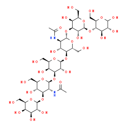 ChemSpider 2D Image | beta-D-Galactopyranosyl-(1->3)-2-acetamido-2-deoxy-beta-D-glucopyranosyl-(1->3)-beta-D-galactopyranosyl-(1->4)-2-acetamido-2-deoxy-beta-D-glucopyranosyl-(1->3)-beta-D-galactopyranosyl-(1->4)-D-glucopy
ranose | C40H68N2O31