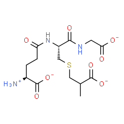 ChemSpider 2D Image | (2S)-2-Ammonio-5-({(2R)-1-[(carboxylatomethyl)amino]-3-[(2-carboxylatopropyl)sulfanyl]-1-oxo-2-propanyl}amino)-5-oxopentanoate | C14H21N3O8S
